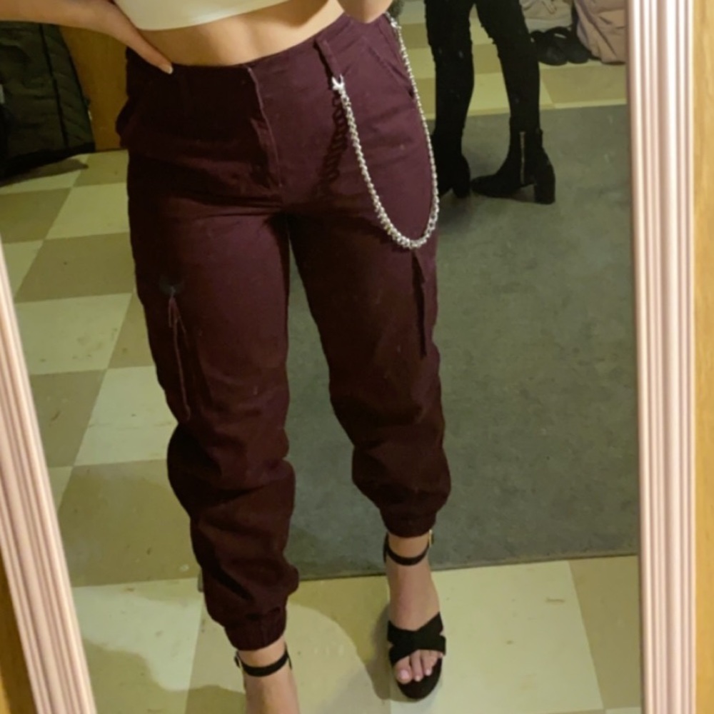 Forever 21 burgandy cargo pants